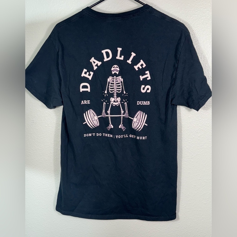 CHOMP T Shirt Men's medium Black Skeleton DEADLIFTS ARE DUMB Skeleton Graphic
